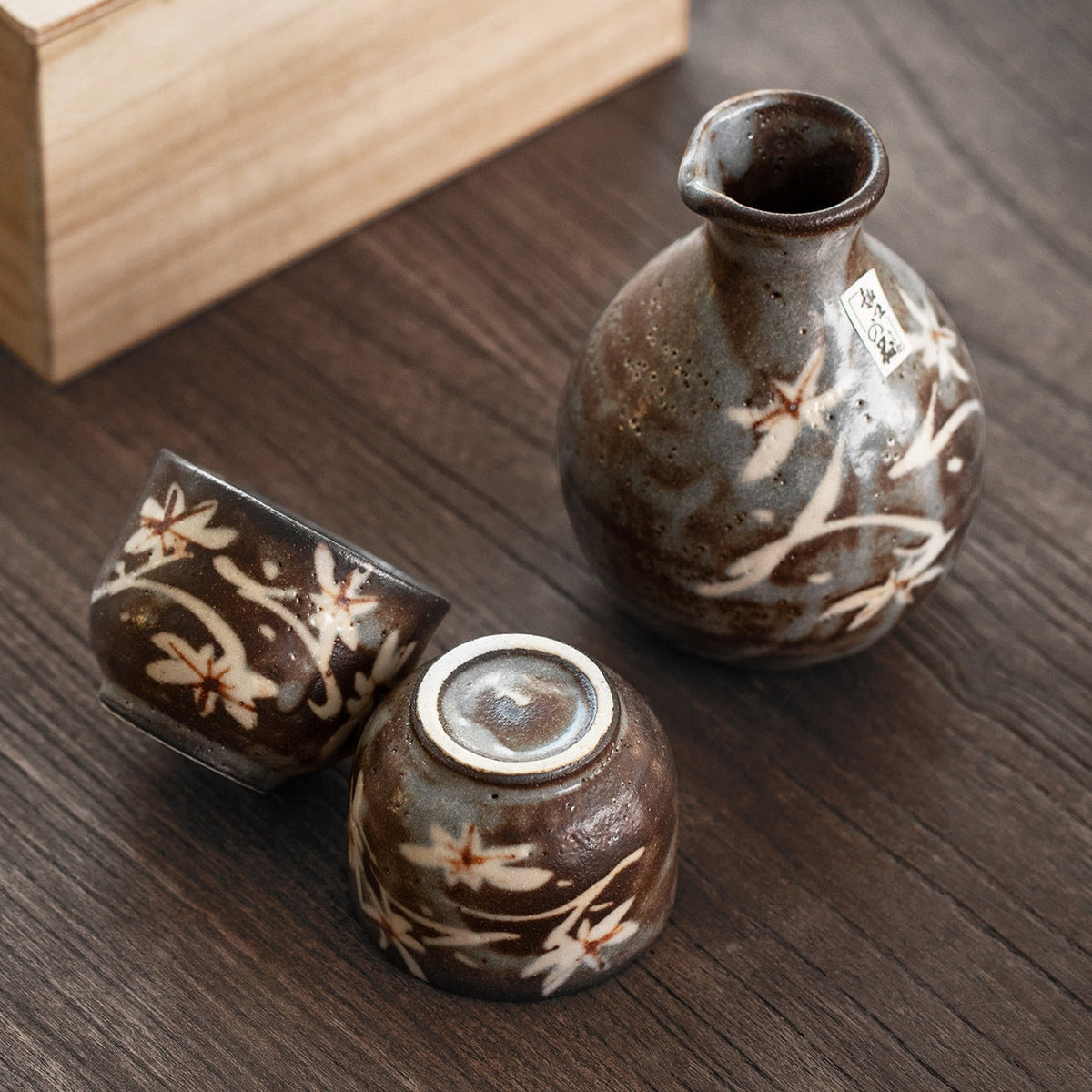 Sake Set Shino Ware | Aki no Sasayaki Flagon & 2 Cups
