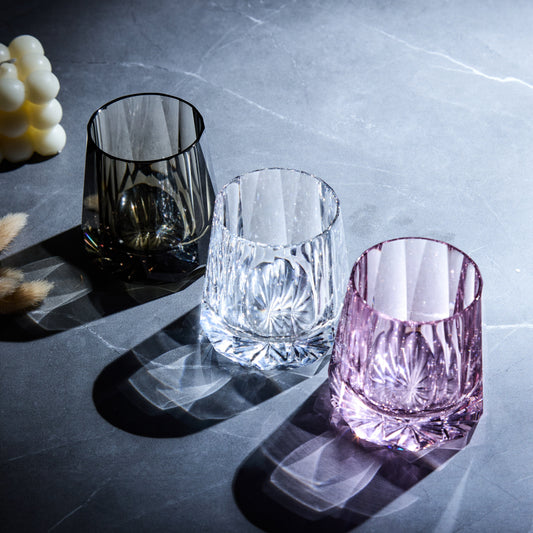 Artisan Whiskey Glass Edo Kiriko Kage-Hana Vertical Cut Crystal | Japanese Glassware