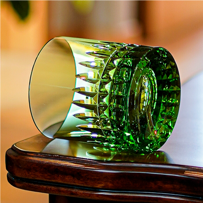 Whisky Glass Edo Kiriko Crystal Royale – Hand-Cut Japanese Tumbler with Wooden Box | Crystal, Sakura & Emerald