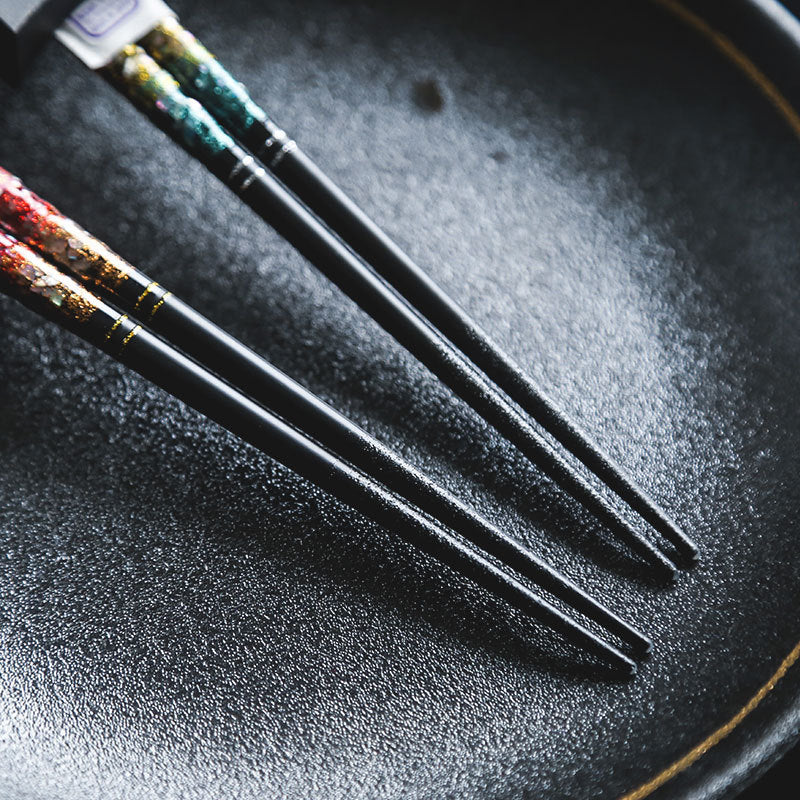 Chopsticks | Starry Night Handcrafted Japanese Solid Wood Silver Blossom Design