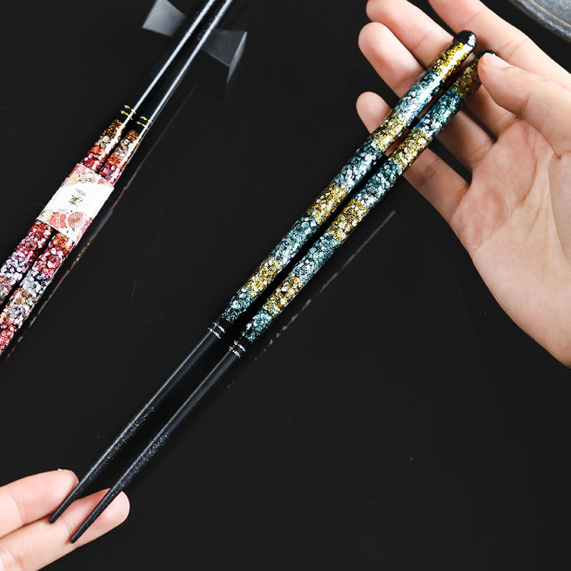 Chopsticks | Starry Night Handcrafted Japanese Solid Wood Silver Blossom Design