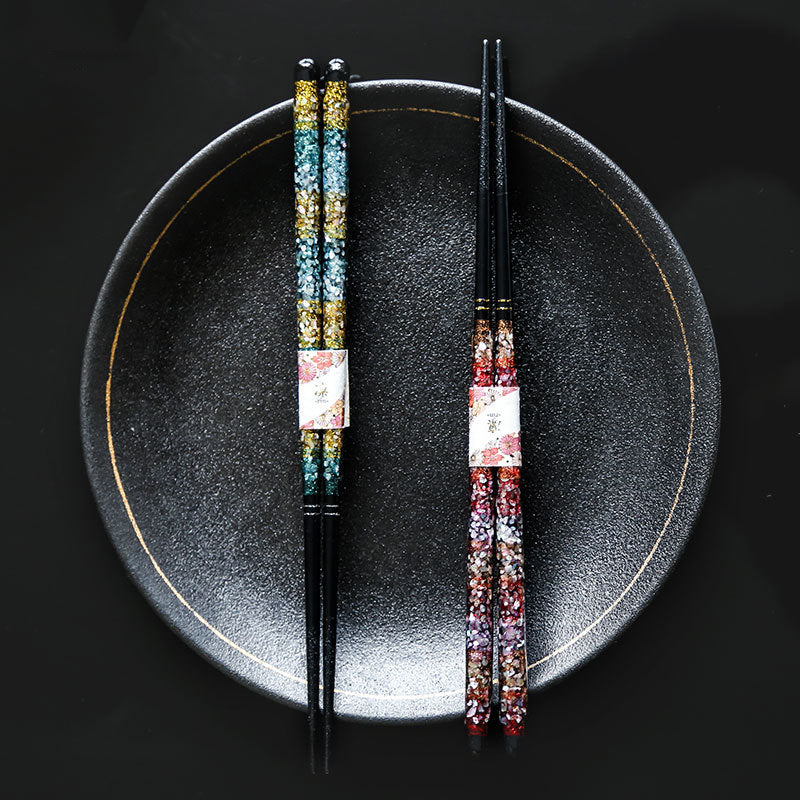Chopsticks | Starry Night Handcrafted Japanese Solid Wood Silver Blossom Design
