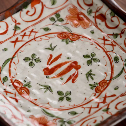 Japanese Ceramic Dish Set – Mino Ware Akae Red Butterfly