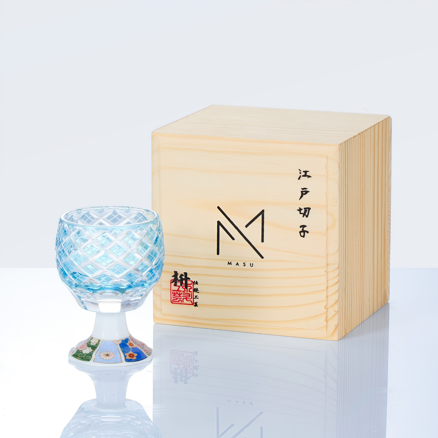 Sake Goblet Glass Takadaka Komon – Edo Kiriko & Mino Ware Crystal