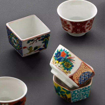 Japanese Tea Cup Set Kutani Porcelain 6 Styles | Handpainted