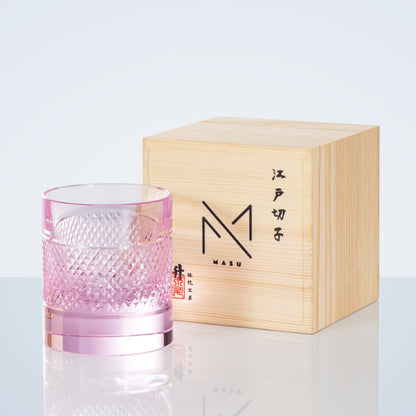 Whiskey Glass Edo Kiriko Diamond Cut – Hand-Cut Japanese Tumbler with Wooden Box | 7 Colors