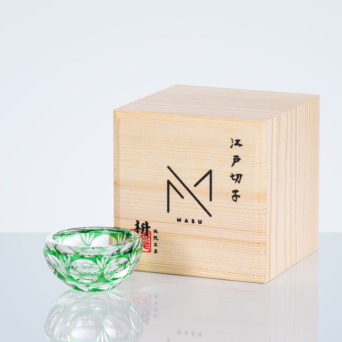 Luxury Whiskey Glass Edo Kiriko Jade Blossom Hand-Carved Crystal | Japanese Artisan Glassware