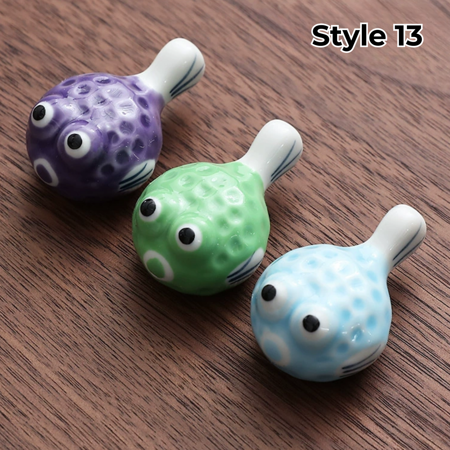 Chopstick Rest Ceramic Handcrafted Animal Fruit Design Japanese Table Decor Set of 3 Cute Chopstick Holder