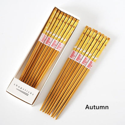 Bamboo Chopsticks Set of 8 | Japanese Home-Style Themed Patterns Daily Use