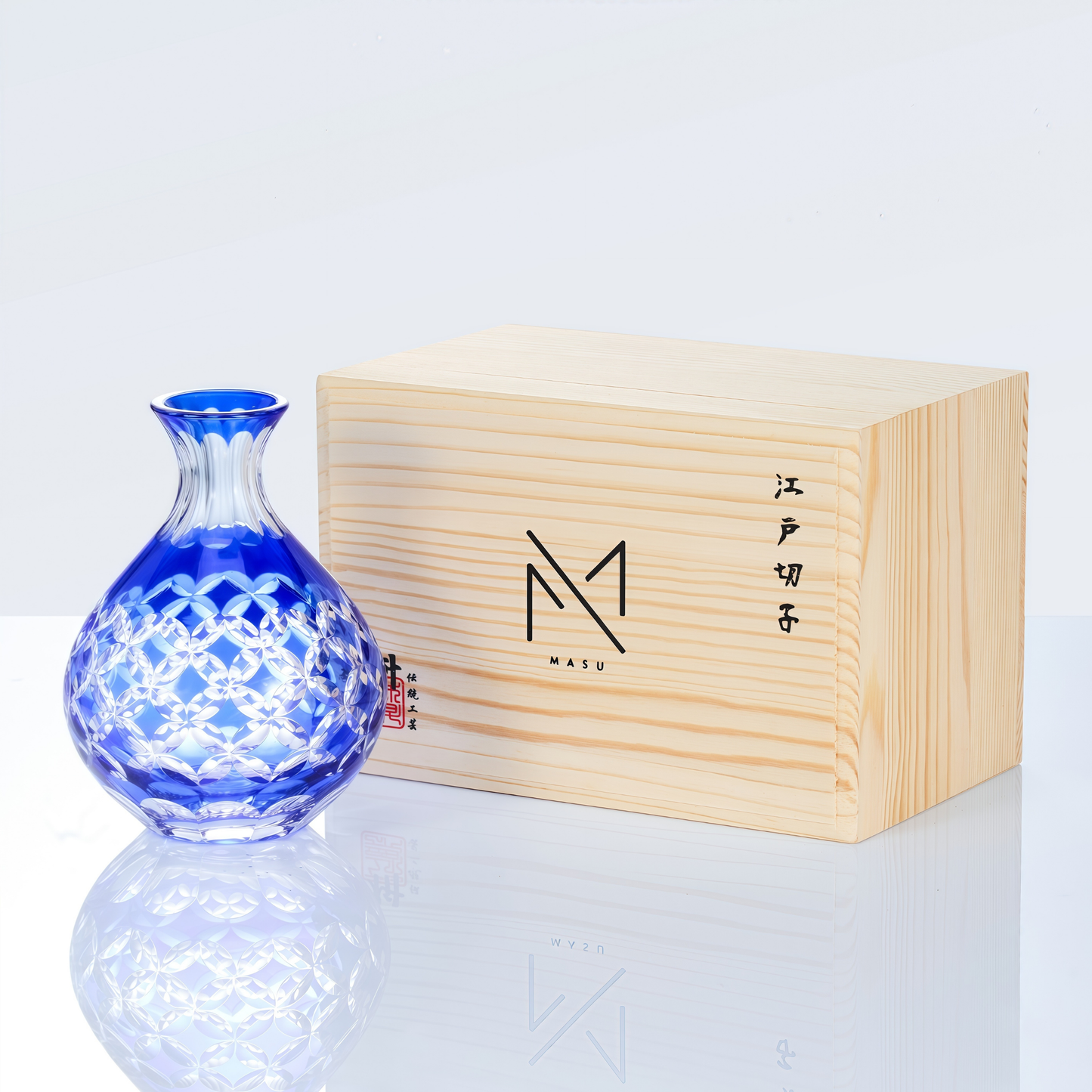 Sake Flagon Set Marutoku | Edo Kiriko Handcrafted Tokkuri Japanese Crystal Glass