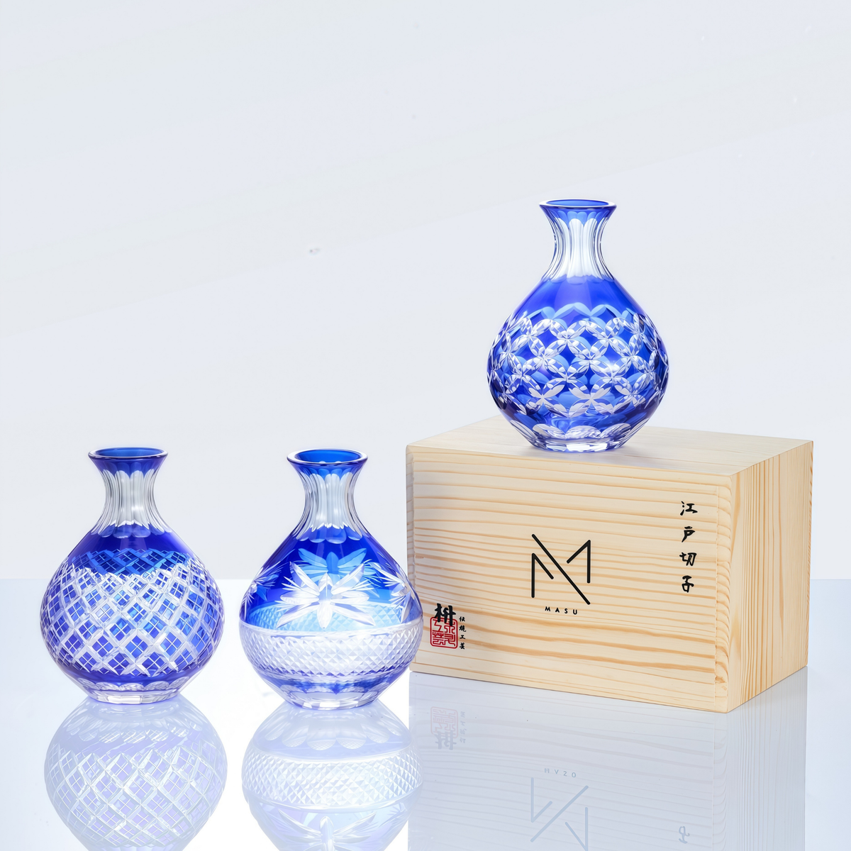 Sake Flagon Set Marutoku | Edo Kiriko Handcrafted Tokkuri Japanese Crystal Glass