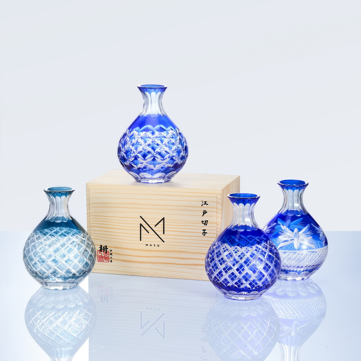 Sake Flagon Set Marutoku | Edo Kiriko Handcrafted Tokkuri Japanese Crystal Glass