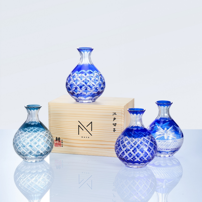 Sake Flagon Set Marutoku | Edo Kiriko Handcrafted Tokkuri Japanese Crystal Glass