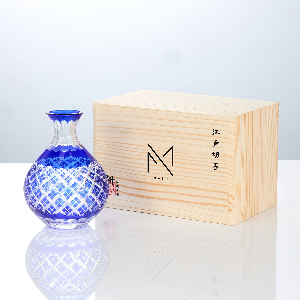Sake Flagon Set Marutoku | Edo Kiriko Handcrafted Tokkuri Japanese Crystal Glass