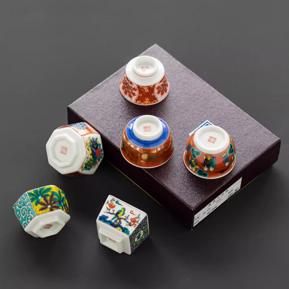 Japanese Tea Cup Set Kutani Porcelain 6 Styles | Handpainted