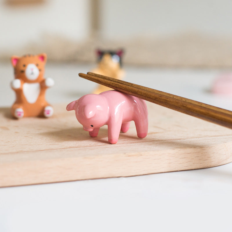 Kids Chopsticks Wooden Animal Series Japanese Panda Kitten with Rest