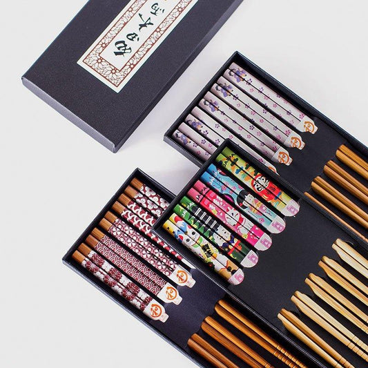 Bamboo Chopsticks Set of 5 Pairs – Japanese Themed Designs