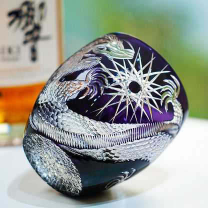 Japanese Cut Crystal Whiskey Glass Edo Kiriko Majestic Dragon – Dragon Motif Tumbler