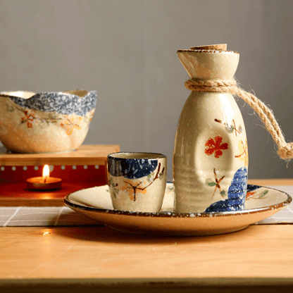 Japanese Sake Set – Sakura Ceramic Flagon Cups Tray Options