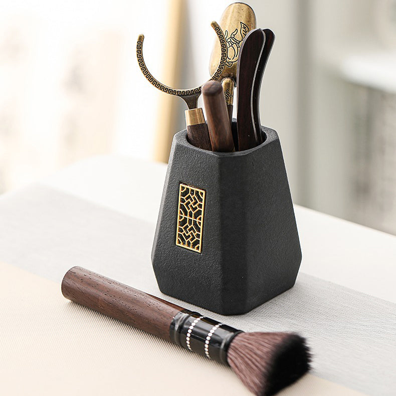 Gong Fu Tea Utensils Set — Ebony Wood & Ceramic