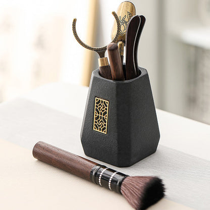 Gong Fu Tea Utensils Set — Ebony Wood & Ceramic