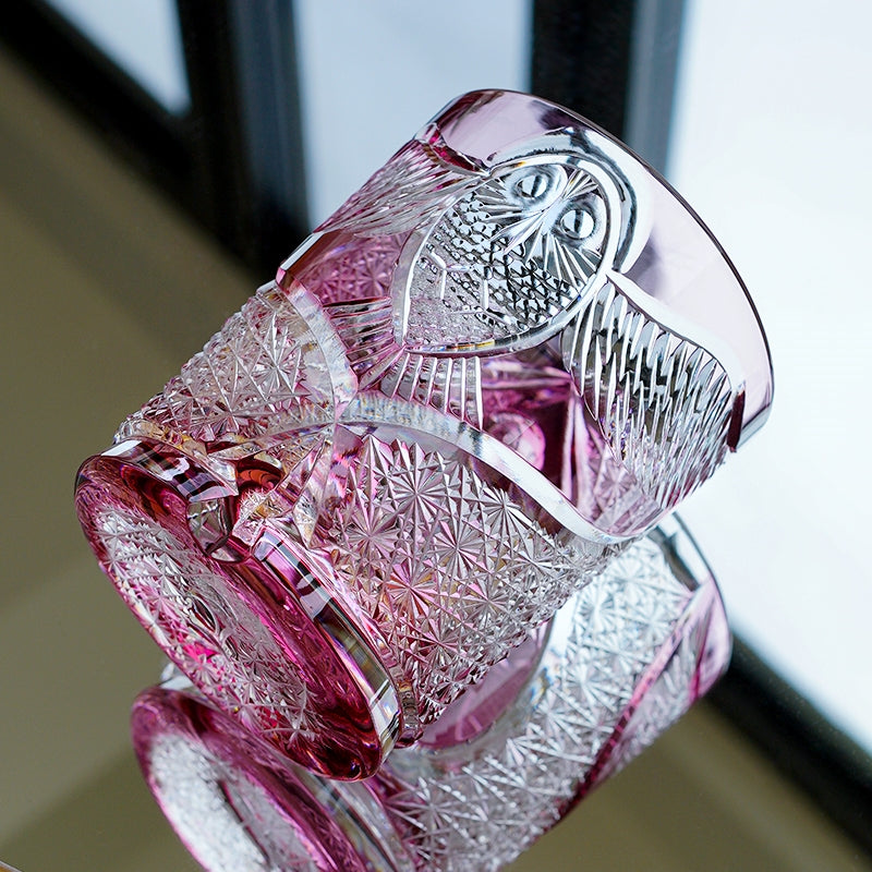 Whiskey Glass Ruby Nocturne | Edo Kiriko Pink Crystal Night Artisan