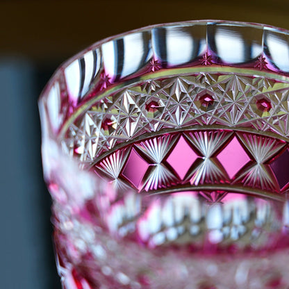 Whiskey Glass Ruby Aurora | Edo Kiriko Northern Lights Red Crystal