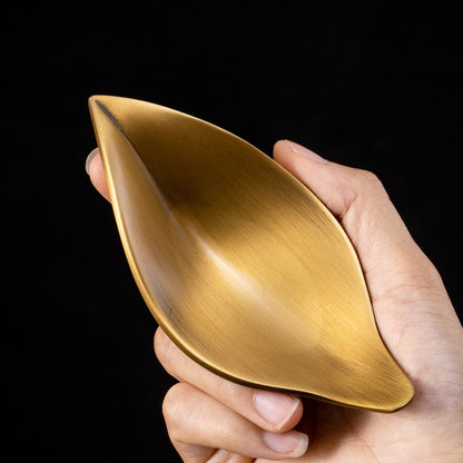 Brass Cha He Tea Holder with Lotus Spoon Set