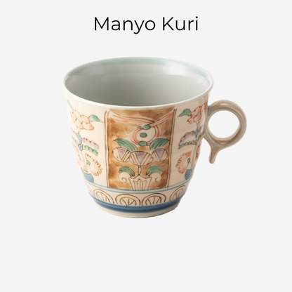 Ceramic Mug | Japanese Hasami Ware Hanashin Floral Vintage Handcrafted Collection