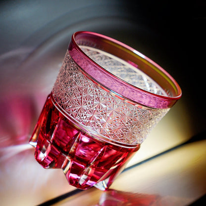 Whiskey Glass Sakura Radiance | Edo Kiriko Pink Cherry Blossom Crystal