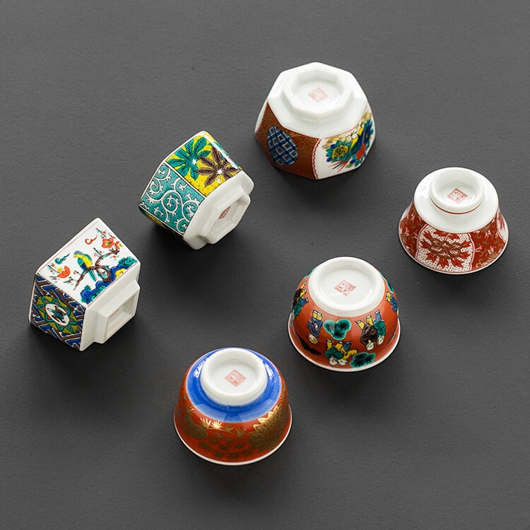Japanese Tea Cup Set Kutani Porcelain 6 Styles | Handpainted