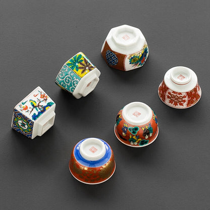 Japanese Tea Cup Set Kutani Porcelain 6 Styles | Handpainted