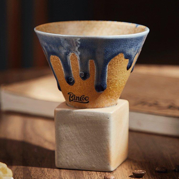 Coffee Cup Ceramic Cone Shape Handcrafted with Stand 4 Colors