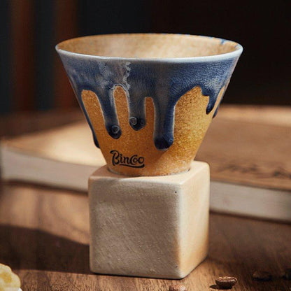 Coffee Cup Ceramic Cone Shape Handcrafted with Stand 4 Colors