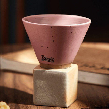 Coffee Cup Ceramic Cone Shape Handcrafted with Stand 4 Colors