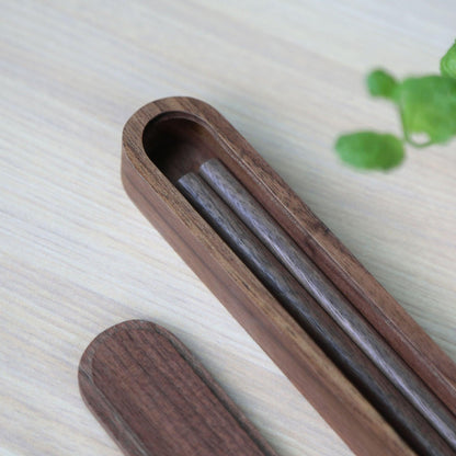 Black Walnut Chopsticks Gift Set – 2 Pairs with Wooden Box