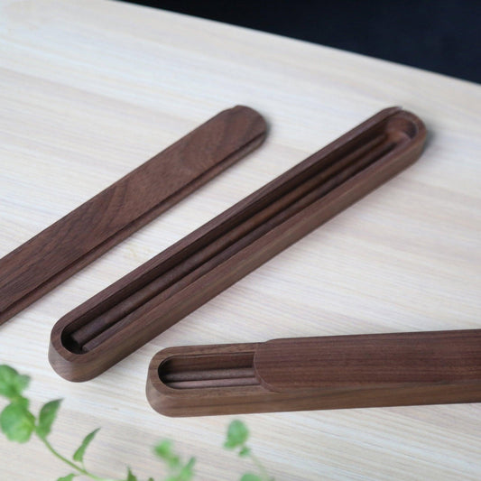 Black Walnut Chopsticks Gift Set – 2 Pairs with Wooden Box