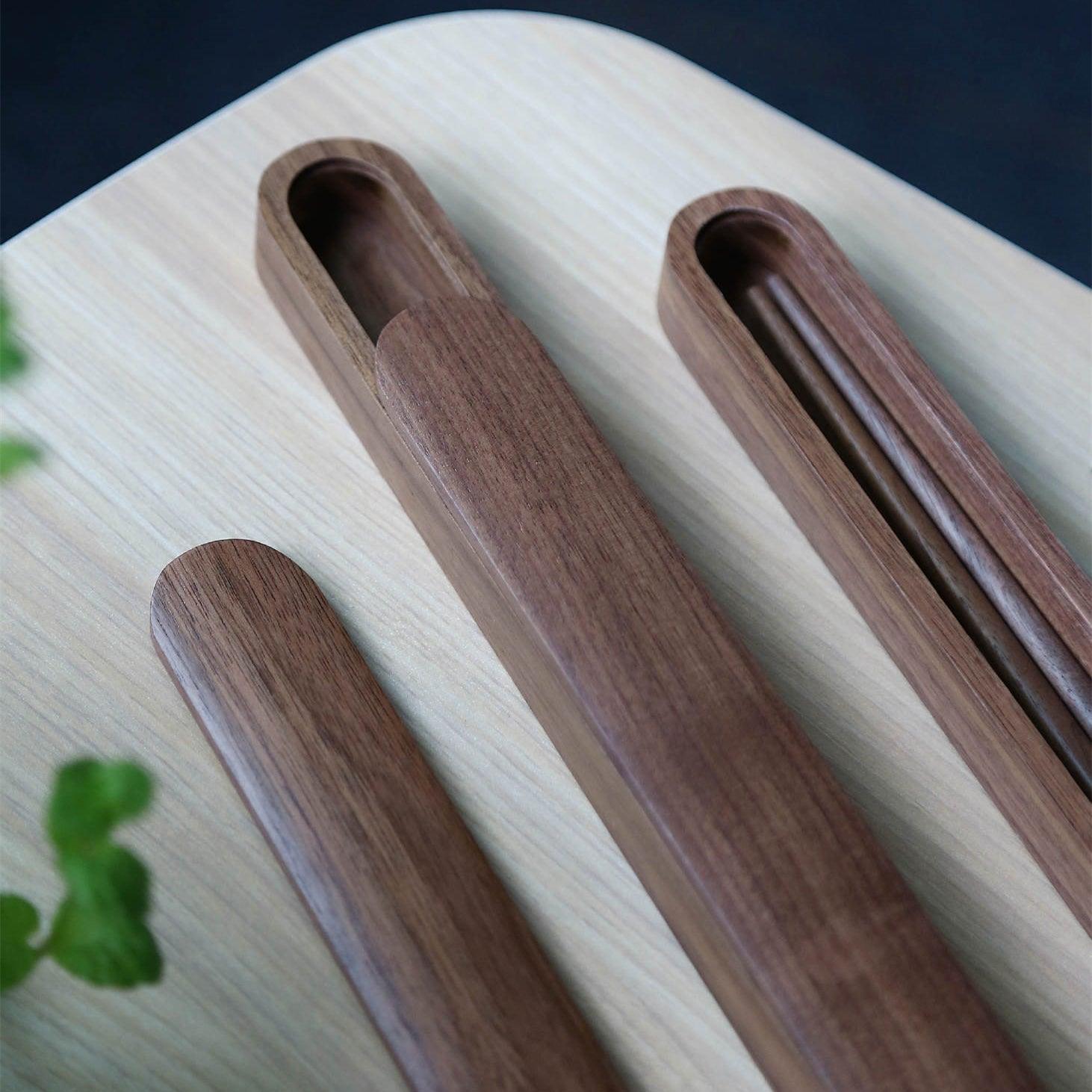 Black Walnut Chopsticks Gift Set – 2 Pairs with Wooden Box