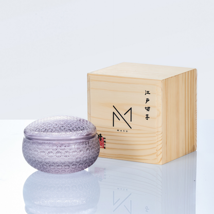 Japanese Lidded Glass Box Kiriko Shoun Hand-Cut Crystal Collection
