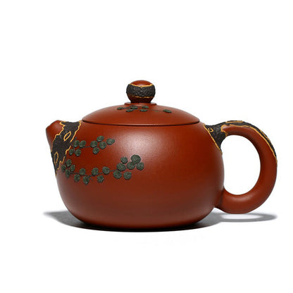 Pine Teapot Yixing Red Clay Dahongpao Handmade 200ml Gift