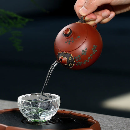 Pine Teapot Yixing Red Clay Dahongpao Handmade 200ml Gift