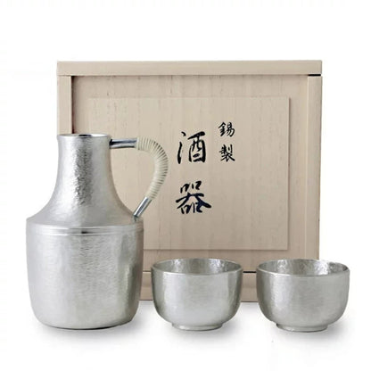 Sake Set – Osaka Suzuki Handcrafted Tin Flagon & 2 Cups