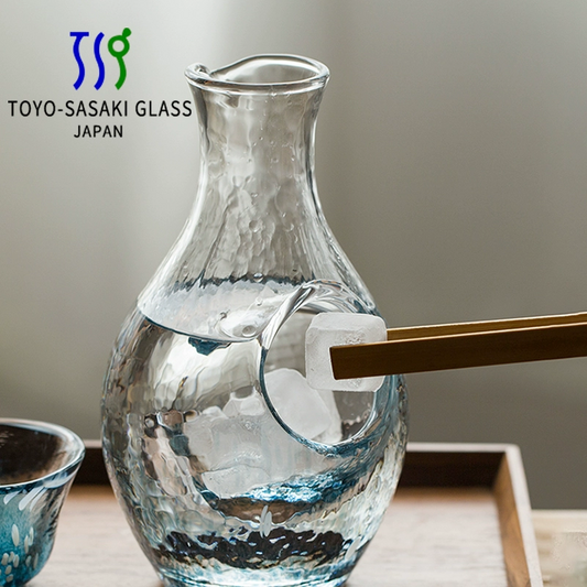 Cold Sake Set Japanese Glass Flagon & Cups – Sapphire Wave