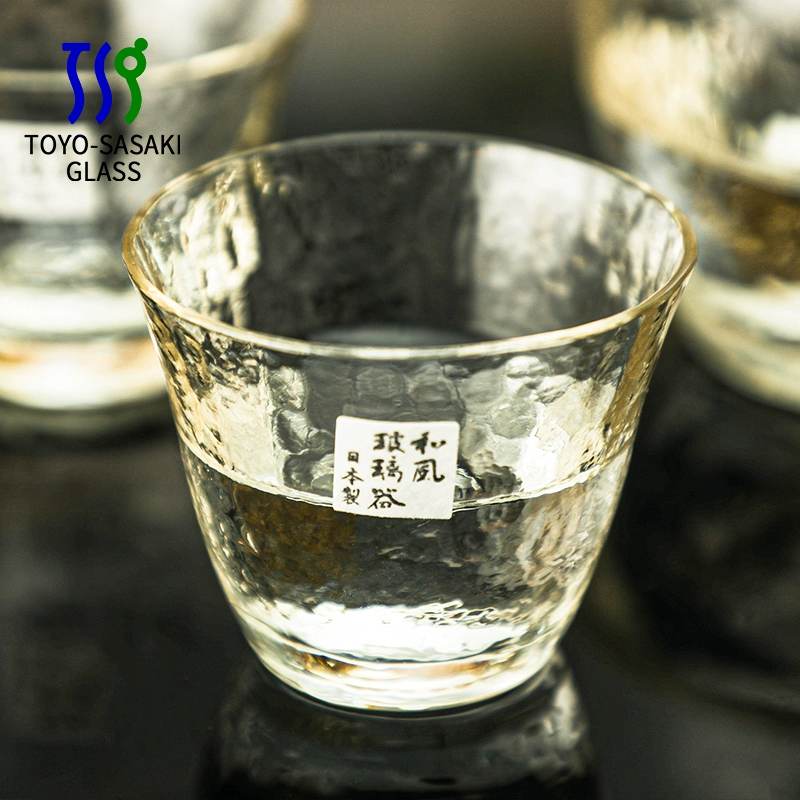 Cold Sake Set with Ice Chamber | Golden Glass Flagon & 2 Cups