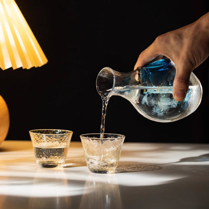Japanese Sake Set with Ice Flagon | Gold Leaf Sapphire Galaxy