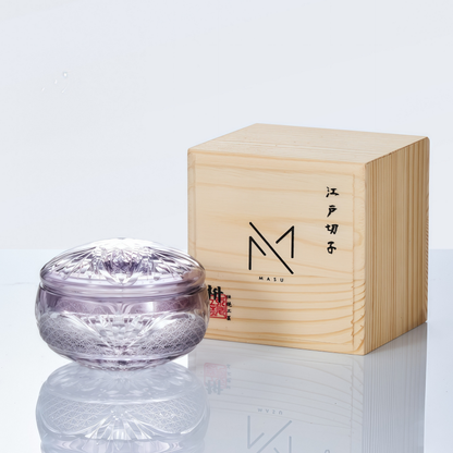 Japanese Lidded Glass Box Kiriko Shoun Hand-Cut Crystal Collection