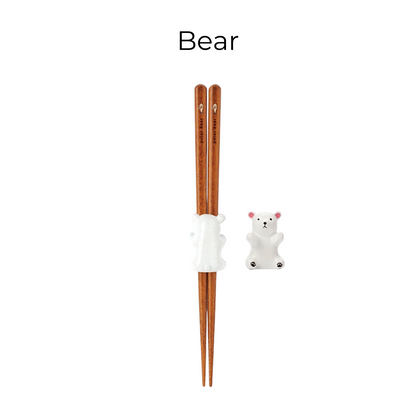 Kids Chopsticks Wooden Animal Series Japanese Panda Kitten with Rest