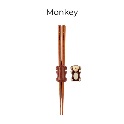 Kids Chopsticks Wooden Animal Series Japanese Panda Kitten with Rest