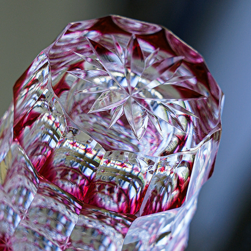 Whiskey Glass Ruby Aurora | Edo Kiriko Northern Lights Red Crystal
