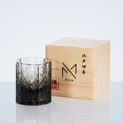Whiskey Glass Edo Kiriko Celestial – Hand-Cut Floral Japanese Tumbler with Wooden Box | 4 Colors